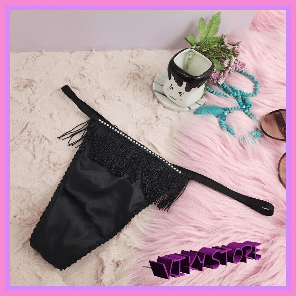 NWT VS Black V-String: Large Crystals - Chic Elegance! NWT